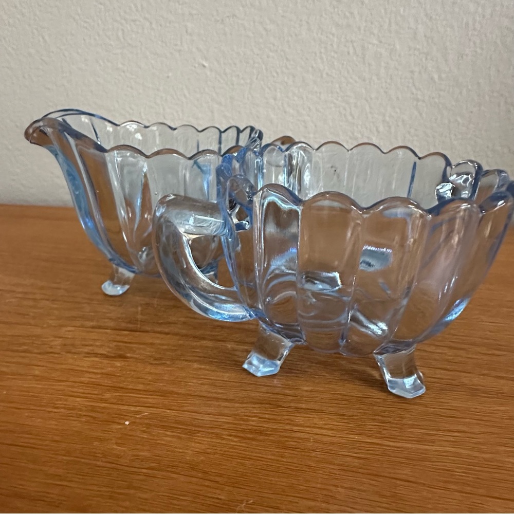 Imperial Glass - Ohio - Blue Pillar Flute Cream & Sugar - Picture 3 of 8